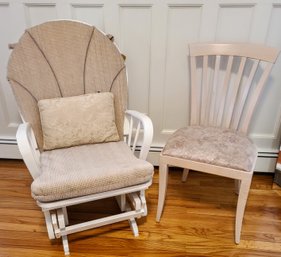 Glider Rocking Chair And Fan Back Dining Chair