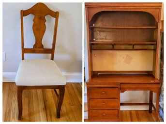 Colonial Desk With Hutch And Desk Chair - Both Part Of Young America Collection By Stanley Furniture Company