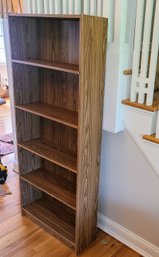 Tall Wood Veneer Bookcase With Adjustable Shelves