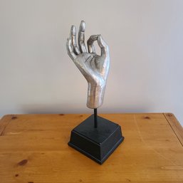 Block Mounted Silver Cast Hand Sculpture