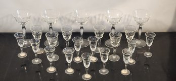 Collection Of Cut Glass/ Crystal Wine And Cordial Glasses