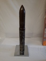 Large WW2 Trench Art Artillery Shell- 22' Tall With Mermaid And Fish Motif