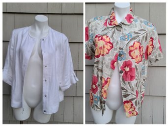 Chicos Linen Jacket Paired With Floral Button Down By Marcware