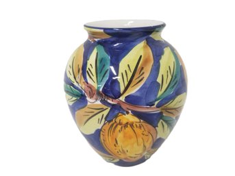 Italian Pottery Vase Hand Painted Olive Leaves