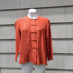 Eileen Fisher Burnt Orange Silk Linen Blouse  Petite/Medium