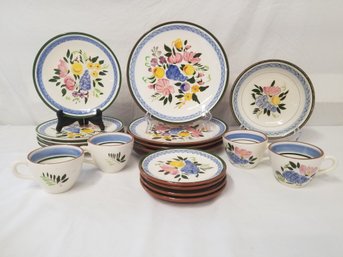 Vintage Stangl Hand Painted Fruit & Flowers Dining Ware Set