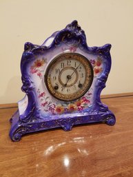 Ansonia Porcelain Mantel Clock - 11'x12' - W/keys