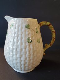 Vintage Belleek Irish Porcelain 6' Milk Beverage Jug Pitcher