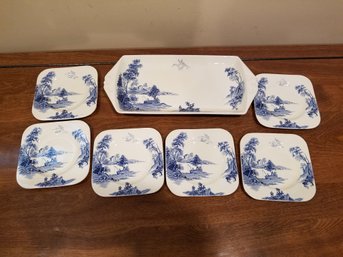 Asian Theme Serving Tray And Cocktail Dish Set