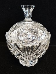 Vintage American Brilliant  Cut Glass Candy Bowl With Lid