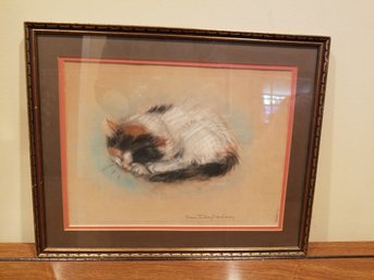 Framed Artwork - 'The Cat' - Signed By Claire Newbury - 16'x13'