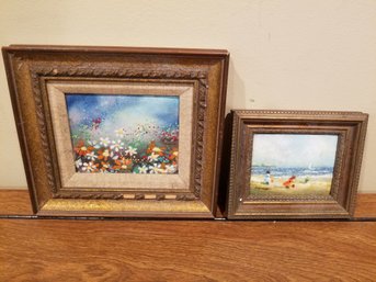 Framed Art Work - Pair Of Small Tile Art Pictures - 8x7, 6x5