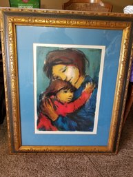 Framed Artwork - Mother & Child - Signed By Wachoneraurson - 28x34