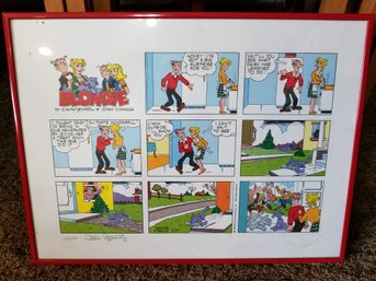 Framed Artwork - Blondie Comic Strip Print - Signed By Dean Young - 16x12