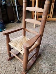 Mini Wood Rocking Chair W/real Caning - 19x8x8