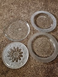 Lot Of 4 Miscellaneous Glass Serving Platters
