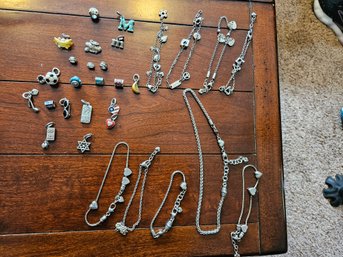 Lot Of Assorted Brighton Anklets, Bracelets, Necklaces And Charms
