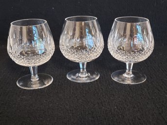 Three Waterford Crystal Colleen Brandy Snifter Glasses