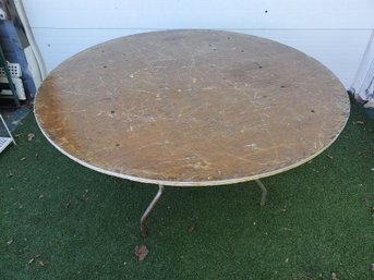 Large 5ft Round Folding Wooden Banquet Table With Metal Legs  #2