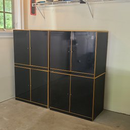 Solid Set Of 4 Bauhaus Stacking Black Lacquer Storage Cabinets