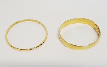 2 Vintage MONET Fashionable Gold-tone Bangle Bracelets