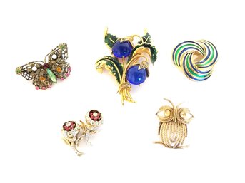 Great Selection Of Women's Enamel & Gemstone Pins & Brooches (LOT 2)