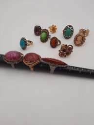 Lot Of 12 Vintage 1960s  Costume Jewelry Rings