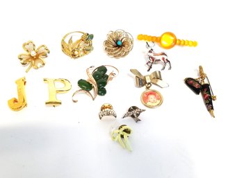 Mixed Assortment Of Various Size& Style Women's Brooches & Lapel Pins (Lot 5)