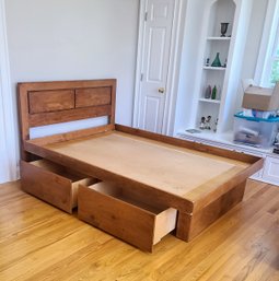 Solid Wood Platform Full Size Bed Frame With Storage Drawers