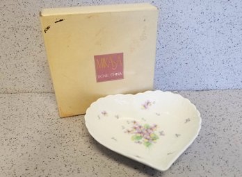 Vintage Mikasa Thinking Of You With Love Heart Shaped Trinket Dish - Original  Box