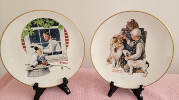 Danbury Mint -Two Norman Rockwell Saturday Evening Post Classics By Gorham Collectors Plates