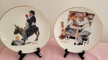 Danbury Mint-Two Norman Rockwell Saturday Evening Post Classics By Gorham Collectors Plates