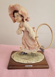 Guiseppe Armani Porcelain Capodimonte Figure - Girl With A Hoop