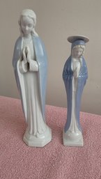 Two Vintage Porcelain Praying Madonna Figures