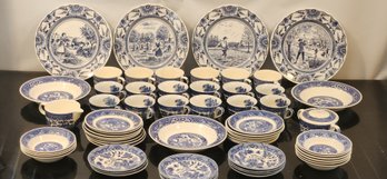 Collection Of Vintage Royal Blue Willow Fine China