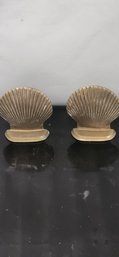 Vintage Seashell Brass Bookends