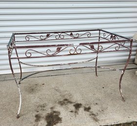 Vintage Iron Patio Table With Leaf Accent