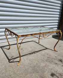 Glass Top Outdoor Coffee Table Vintage