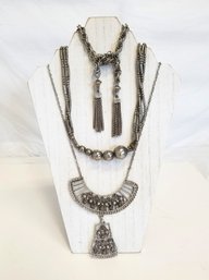 Women's Bohemian Long Length Silver Tone Necklaces