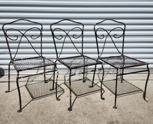 Set Of Three Vintage Iron Patio Chairs