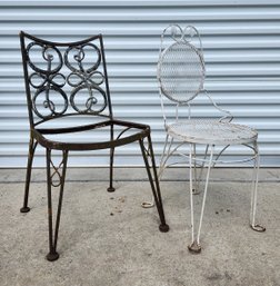 Two Vintage Metal Patio Chairs