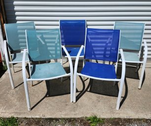 Green And Blue Outdoor Stacking Chairs