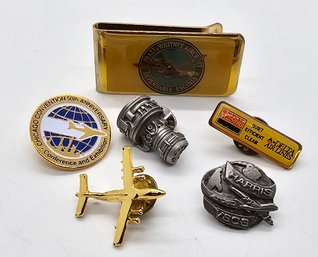 Vintage Pratt & Whitney Airplane Pins & Money Clip