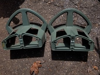 Two Plastic Green Wall Mount Hose Hangers