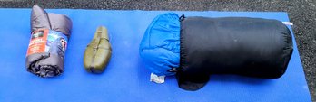 Camping Gear - Sleeping Bag, Down Throw Blanket And Water Canteen