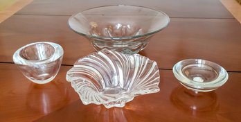 Mikassa And Orrefors? Crystal And Unleaded Glass Table Decor - 1 Geode 1 Votive And 2 Candy Dishes/Bowls