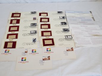 USPS Gold Stamp Replicas & 1990 Columbia First Day Issue Stamps