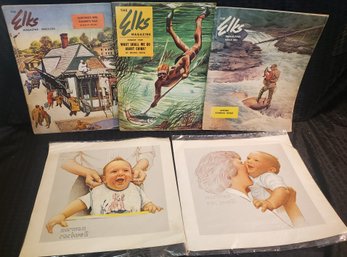 Lot Of 3 The Elks Magazine 1949 1960 1962 ~ 2 Vintage Normal Rockwell Canvas Paper Print