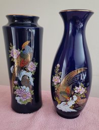 Two Oriental Cobalt Blue Vases