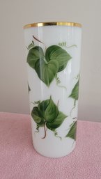 Consolidated Glass Grape Leaf Decorated Tall Vase